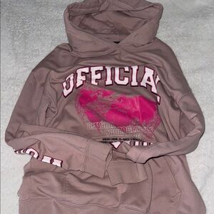 Boohoo Mauve Hoodie with Pink Graphic